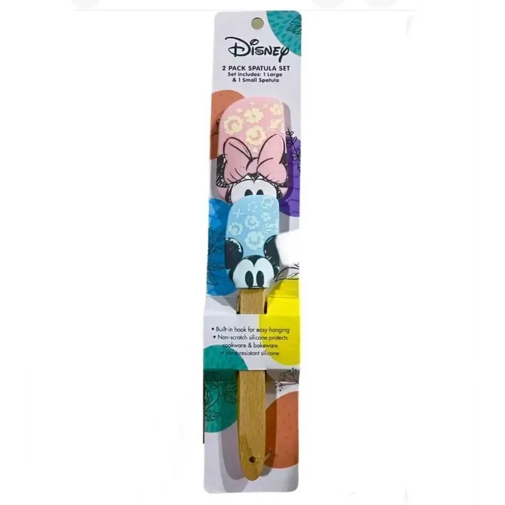NWT Gorgeous Disney Mickey Minnie Mouse 2Pack Silicone Spatula Set Easter Spring